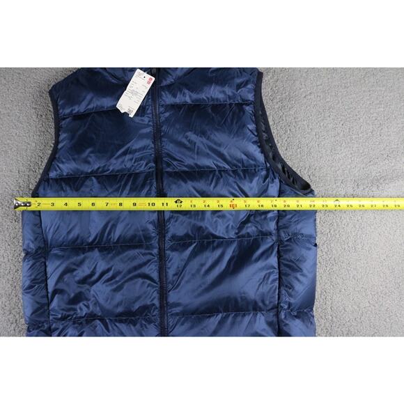 New Uniqlo Puffer Vest Mens Large Blue Quilted Ultra Light Down Packable - Picture 6 of 7